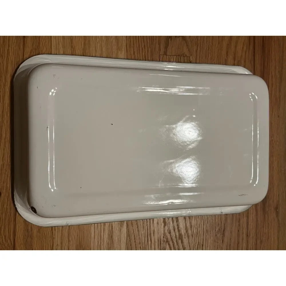 Vintage White Lasagne Enamel Metal Baking Roasting Cake Pan By GHC 16” X 10”